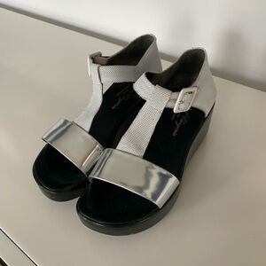 Robert Clergerie Silver Wedge Sandals